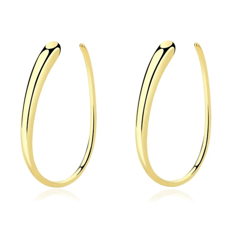 18k Gold Plated 925 Sterling Silver Open Hoop Earrings